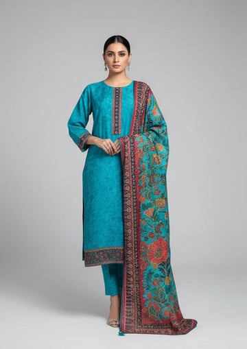 Muslin Silk 3 Pc Kurti Set Embroidered Dupatta